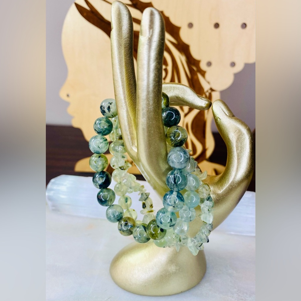 Green Prehnite Healer’s Stone 3pc Bracelet Stack Set